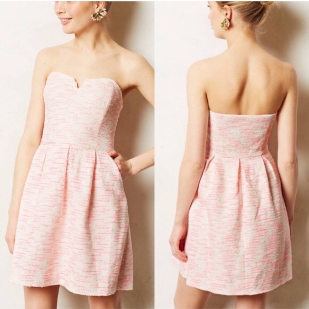 Anthro Moulinette Soeurs Pink Tweed Dress